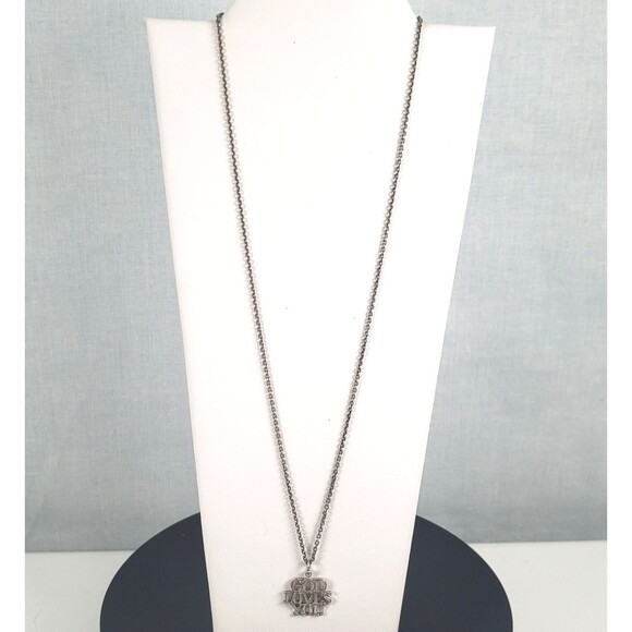 Tiffany & Co 925 Sterling Silver GOD LOVES YOU Pendant Necklace Vintage 1970 - Picture 2 of 16